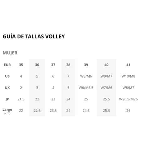 Tallaje zapatillas Veja Volley mujer