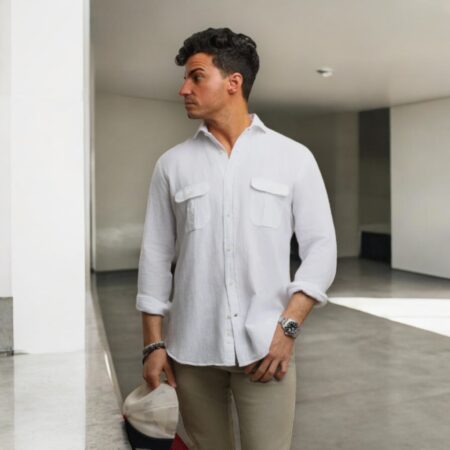 camisa Medusa Lino blanco