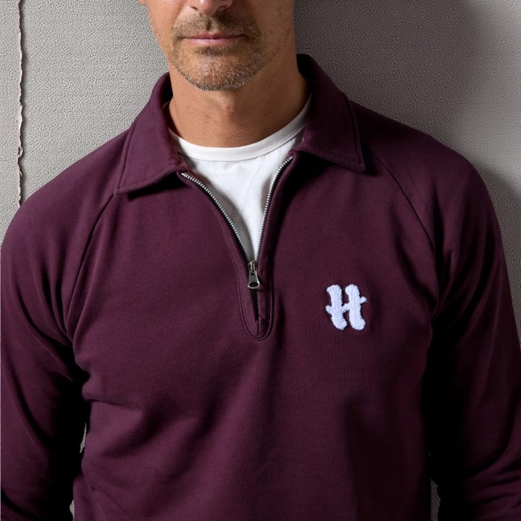 Sudadera Polo zip burdeos