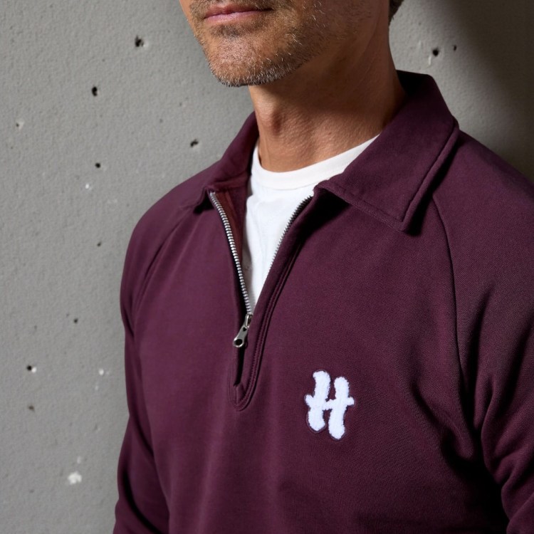 Sudadera Polo zip burdeos