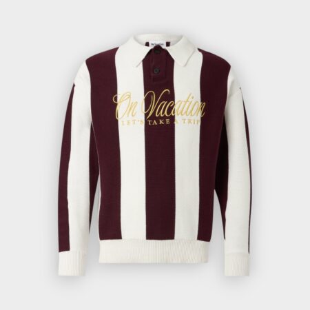 On Vacation – Jersey de punto Let’s Take a Trip Striped Unisex Burgundy