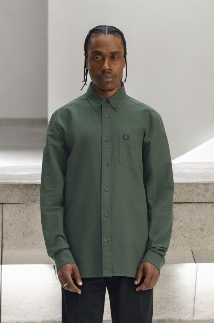 Camisa Oxford verde pista