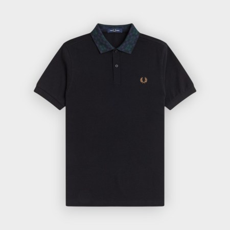 Polo cuello tartán black