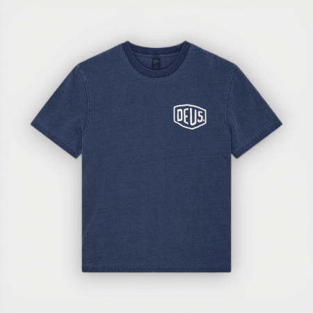 Deus Ex Machina - Camiseta Shield Garment Dyed Tee Mechanic Blue