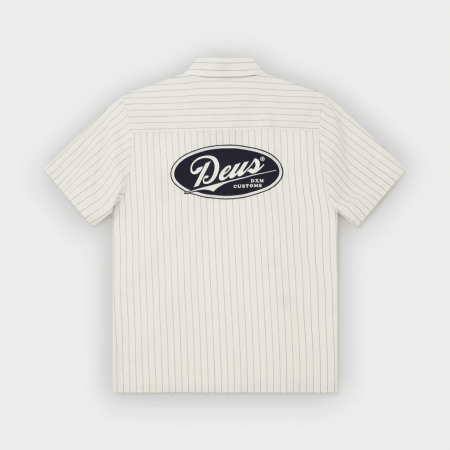 Deus Ex Machina - Camisa Forecourt Stripe Shirt Dirty White