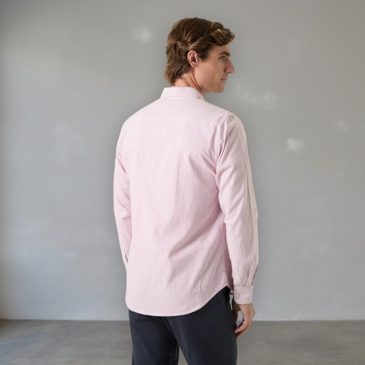 Camisa Oxford stripes burdeos