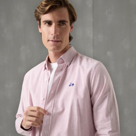 Camisa Oxford stripes burdeos