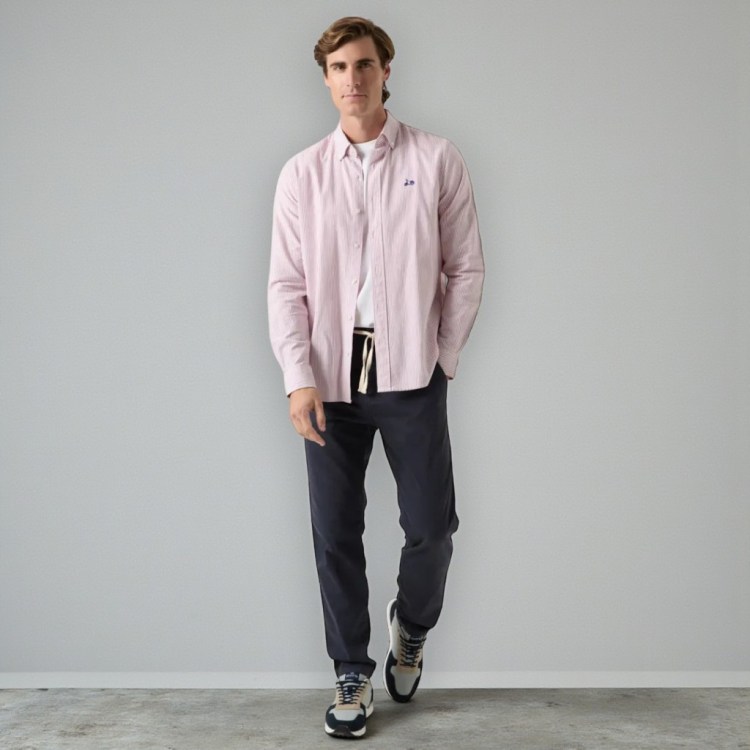 Camisa Oxford stripes burdeos