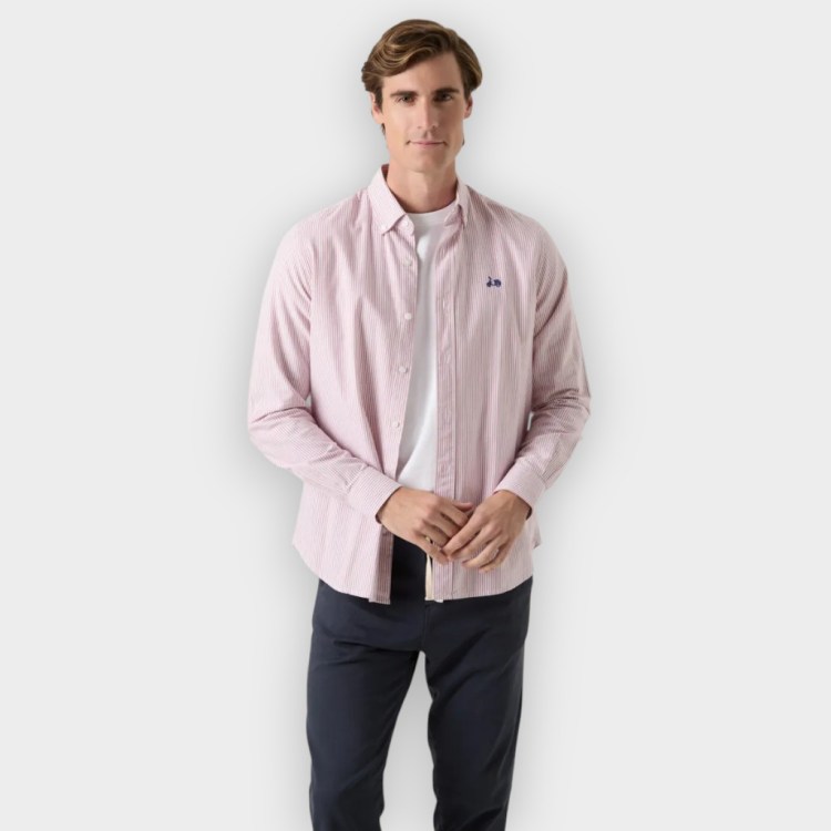 Camisa Oxford stripes burdeos