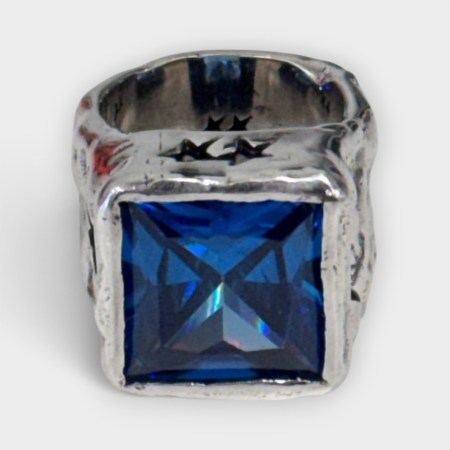 TwoJeys - Anillo Sello Blue Stone Stamp Silver