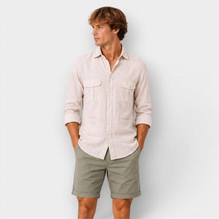 Blueblue Chihuahua - Camisa Guayabera de Lino Crudo
