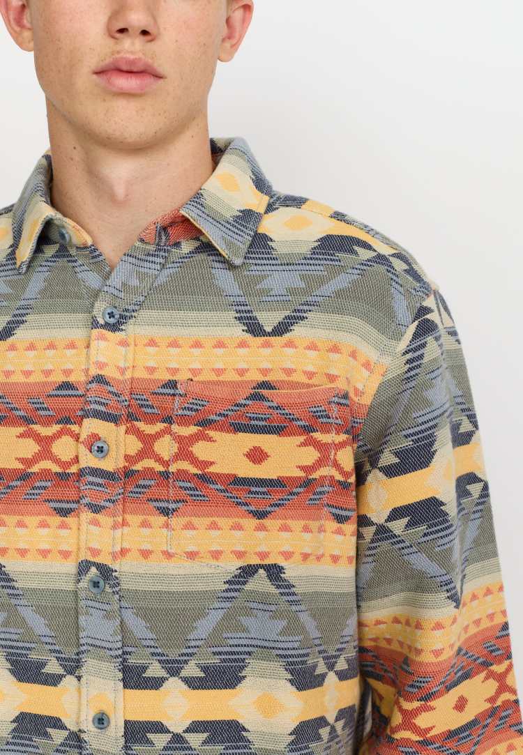 Revolution – Camisa 3265 Jacquard Shirt Orange – foto 3