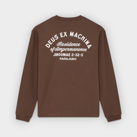 Deus Ex Machina - Camiseta de Manga Larga Harajuku Sign Bison Brown