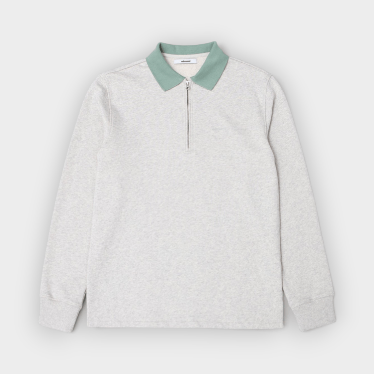 Edmmond Studios – Polo Mini Logo Zip Polo Plain Grey Melange
