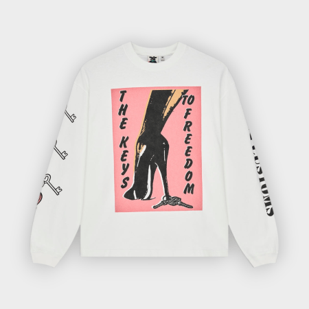 Deus Ex Machina – Camiseta de Manga Larga Locket OS LS Tee Vintage White