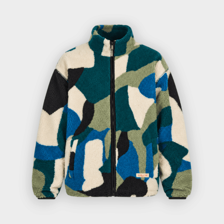 Revolution – Chaqueta 7026 Printed Teddy Jacket Green