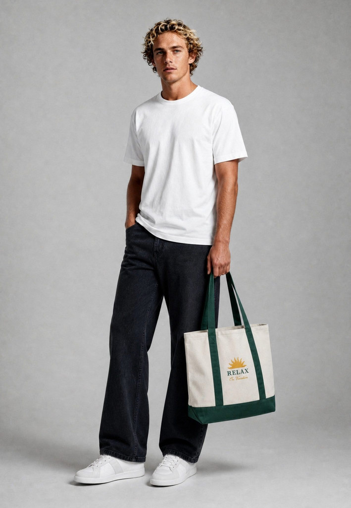 On Vacation Bolsa de tela Time2Relax Dark Green, vista con modelo