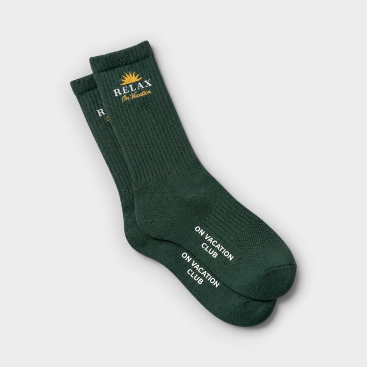 On Vacation Calcetines Time2Relax Dark Green, vista del par