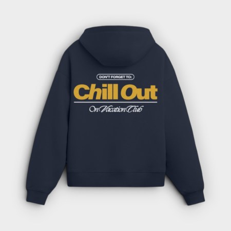 Sudadera con capucha On Vacation Chill Out Dark Blue, vista trasera