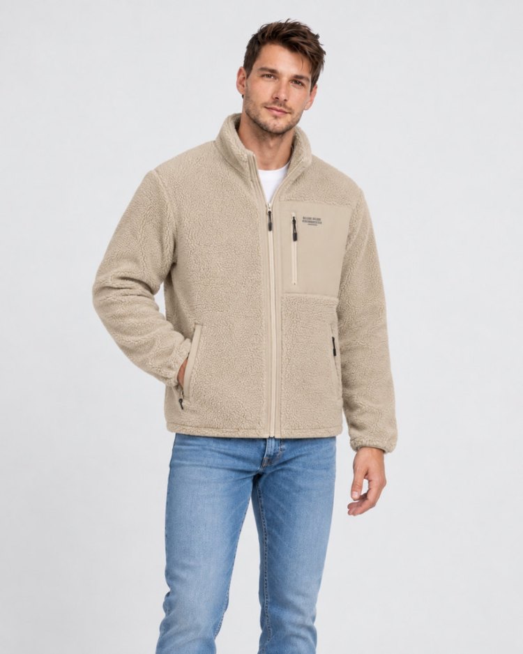 Blueblue Chihuahua Chaqueta Sherpa Beige - foto con modelo