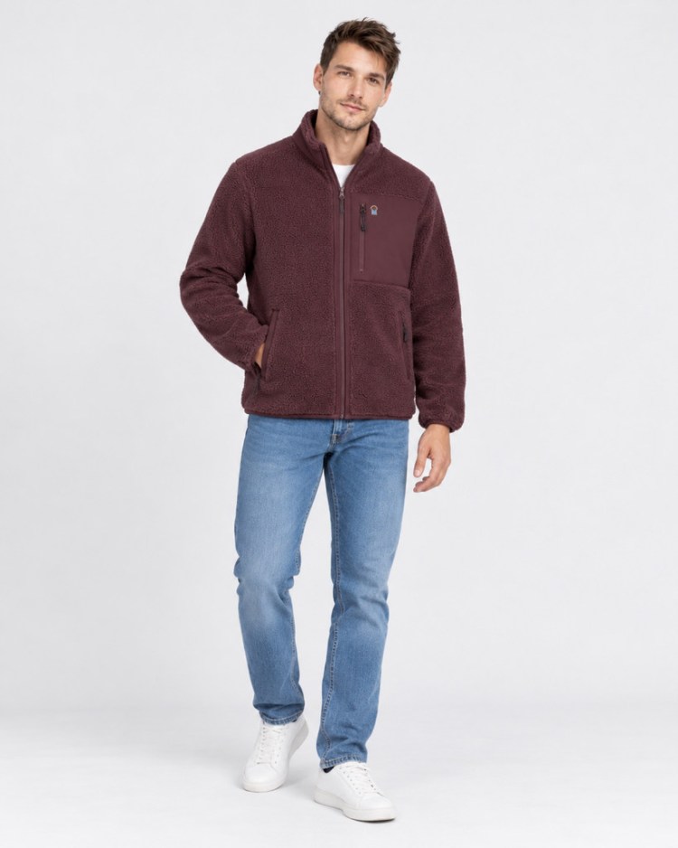 Blueblue Chihuahua Chaqueta Sherpa Marrón Rojizo - foto con modelo
