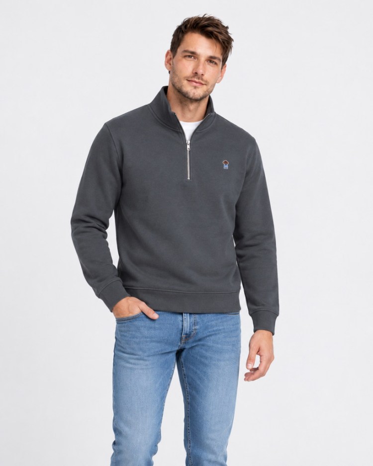 Blueblue Chihuahua Sudadera de Medio Cremallera Antracita - foto con modelo