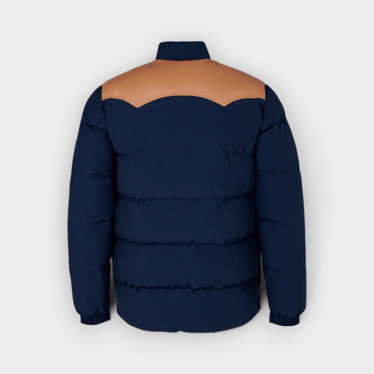 Penfield Pellam Navy Blazer, vista trasera con canesú camel