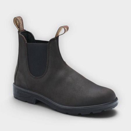 Blundstone botas Chelsea dark brown waxed suede #2610 – vista de tres cuartos