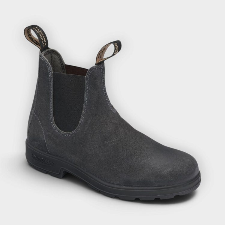 Blundstone botas Chelsea steel grey waxed suede #1910 – vista de tres cuartos